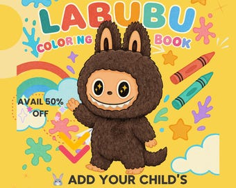 Labubu coloring Book, Halloween coloring book, customise labubu coloring book, labubu stickers