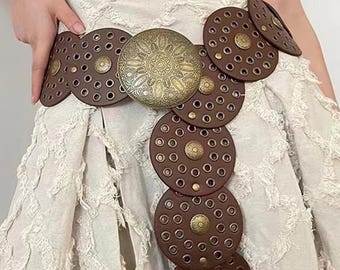 Vintage Hand Carved Wooden Belt Link Floral 28 Inch - Etsy display picture 1