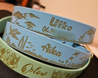 24 colori / Incisione laser - Nome + numero di telefono - Collare per cani in Biothane impermeabile