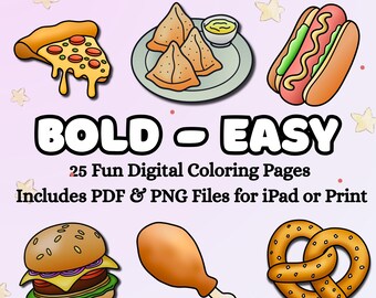 Food Coloring Book for Kids – 25 Bold & Easy Pages (PDF + PNG)