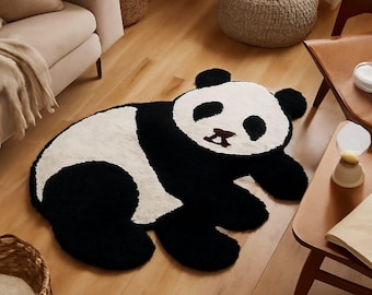 Hand Tufted Wool Panda Rug – Cute Nursery Decor