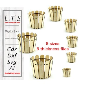 File per cestini tagliati al laser. 8 misure, 5 spessori (download digitale) BS10