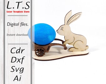 Laser Cut Easter Egg Holder Rabbit: SVG DXF CNC Files