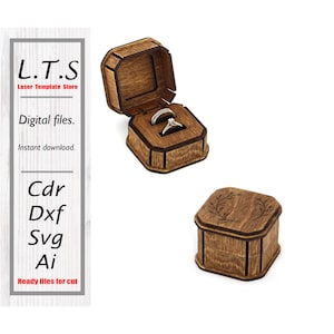 Laserskuren ringlåda för 2 ringar (SVG, DXF, Ai, CDR) BX39