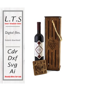 Wooden wine box | Laser cut file | 7 thickness files | Cdr, DXF, Ai, SVG files. Instant download, CNC files | BX44