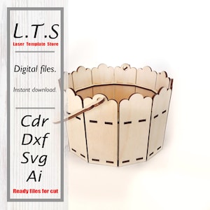 Wooden basket for flowers and other uses | Laser cut file | Instant download | CDR, DXF, SVG, Ai | Cnc files | BS2