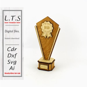 Award Trophäe <The Best>. Laser geschnitten Datei, Vatertag SVG, Trophäe SVG, Trophäe SVG, Dxf, Ai. Sofortiger Download.