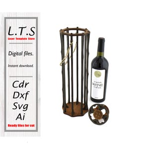 Wine box laser file | Wine box Svg | Cdr, DXF, Ai, SVG files | Instant download | CNC files | BX57