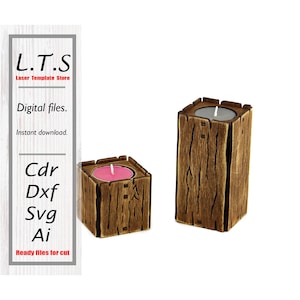 Candle holders laser cut file | 2 models | 4 thickness file |  Cdr , Dxf, Svg, Ai | Instant download | Cnc files | CT17