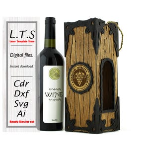 Wine box laser cut file  | Wine box SVG  |  Box DXF, Ai, Cdr.  | Instant download  | CNC files  | BX61