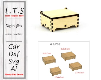 Minibox lasergesneden bestand, 4 maten, gratis bestand. (Digitale download)