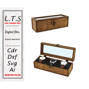 Watch box. Laser cut file. CDR, DXF, Ai, SVG files. Instant download, Cnc box files. BX45