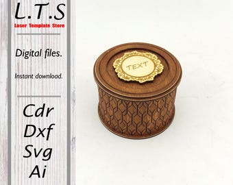 Archivo de caja redonda cortada por láser / CDR, DXF, Ai, SVG / Descarga instantánea / Archivos de caja CNC / BX18