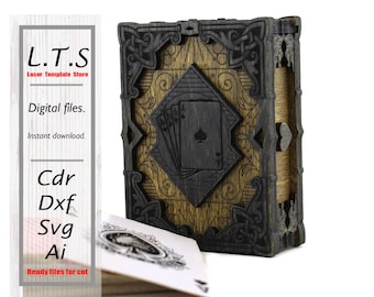 Laser Cut Card Deck Box File | Ornate (svg, dxf, cdr, ai) (Digital Download) BX62