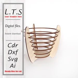 Basket laser cut file. For flowers and other uses. CDR, DXF, SVG, Ai. Instant download, Cnc basket file | BS9