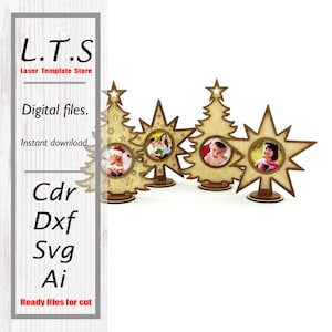 Christmas Photo Frame Laser Cut File | Tree & Star Designs (Digital Download) CT8