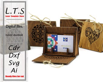 Laser Cut Gift Card Box Template, 7 Lid Designs (Digital Download)