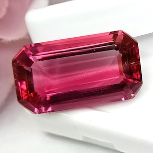 Bicolor Tourmaline 17-19 Ct Shape Emerald Cut Certified Tourmaline Tourmaline Faceted Gemstone , For Pendant Making Loose Gemstone CM352