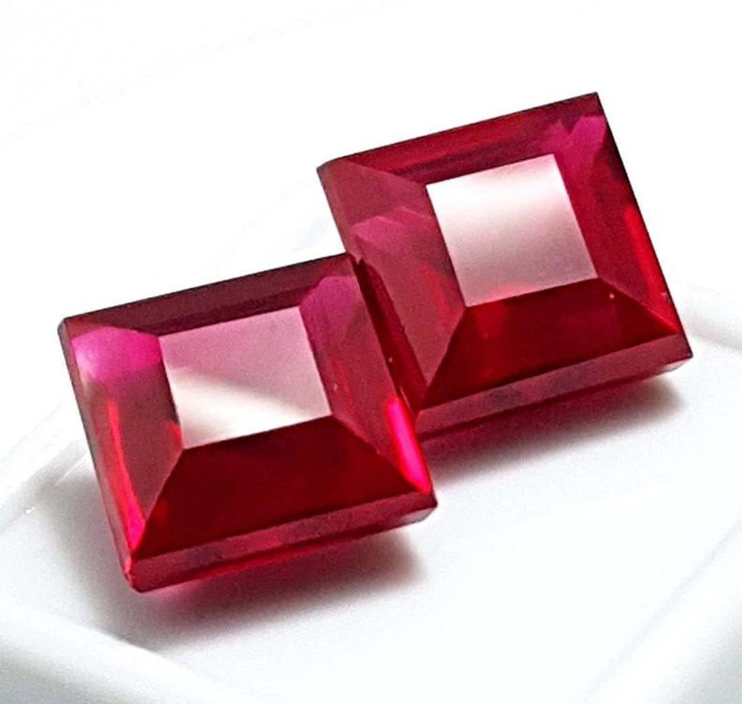 Princess Cut Red Ruby Pair 15 Carat Loose Gemstones for Earrings Making ...