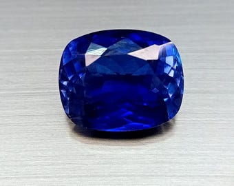 Superbe tanzanite bleue taille coussin certifiée, pierre précieuse naturelle en vrac de 14 carats, tanzanite naturelle