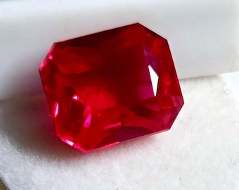Natural 10 Ct Mogok Pigeon Red Ruby VVS Certified Emerald Cut UNHEATED Loose Gemstone Best For Making Jewellery