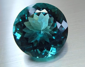 Teal Blue Tourmaline VVS Certified 30+ Ct Natural Loose Gemstone Round Cut For Jewellery Making
