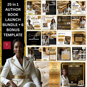 25-in-1 Editable Launch Templates Bundle For Authors, Book Launch Promo Graphics, Book Release Flyer Design, Canva Book Launch Template.
