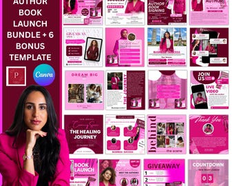 Sjabloon 25-in-1 boekpresentatiebundel voor auteurs, bewerkbare promographics boekpresentatie, nieuw flyerontwerp boekpresentatie, Canva-sjablonen voor boekpresentatie.