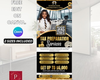 Editable Tax Professional Banner, Retractable Banner Template For Business Professionals, Rollup Vinyl Canva Banner, Coaching Banner.