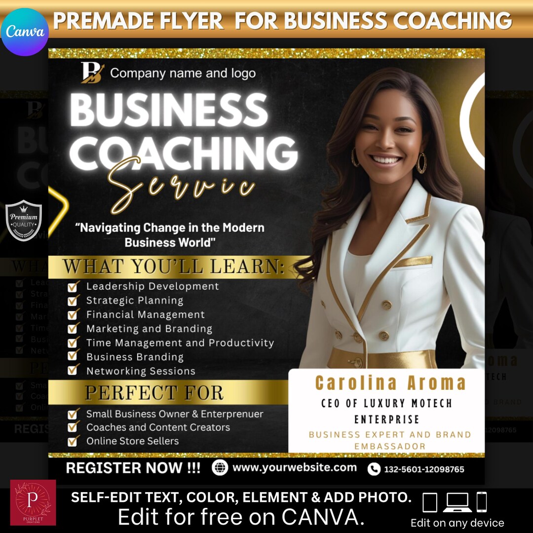 Female Business Coaching Flyer Template for Entrepreneurs & Small ...