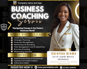 Female Business Coaching Flyer Template for Entrepreneurs & Small Businesses-Premade Workshop Flyer, Consultant Flyer, Marketing Flyer Canva