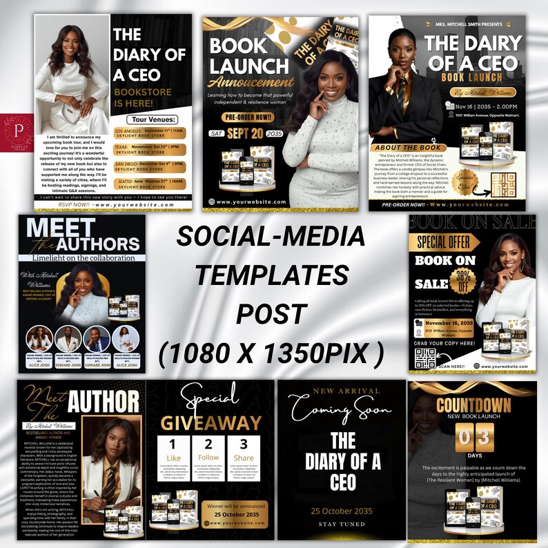 25-in-1 Editable Launch Templates Bundle for Authors, Book Launch Promo ...