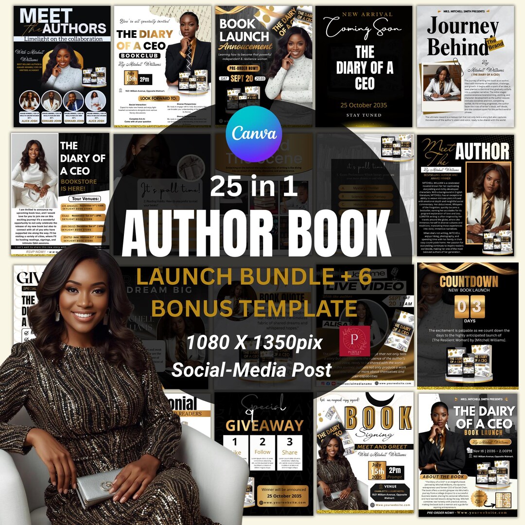 Book Launch Programme Example 25-in-1 Editable Launch Templates Bundle for Authors, Book Launch Promo ...