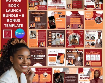 Paquete de 25 plantillas de lanzamiento editables en 1 para autores, gráficos promocionales de lanzamiento de libros, diseño de volantes de lanzamiento de libros, plantilla de lanzamiento de libros de Canva.