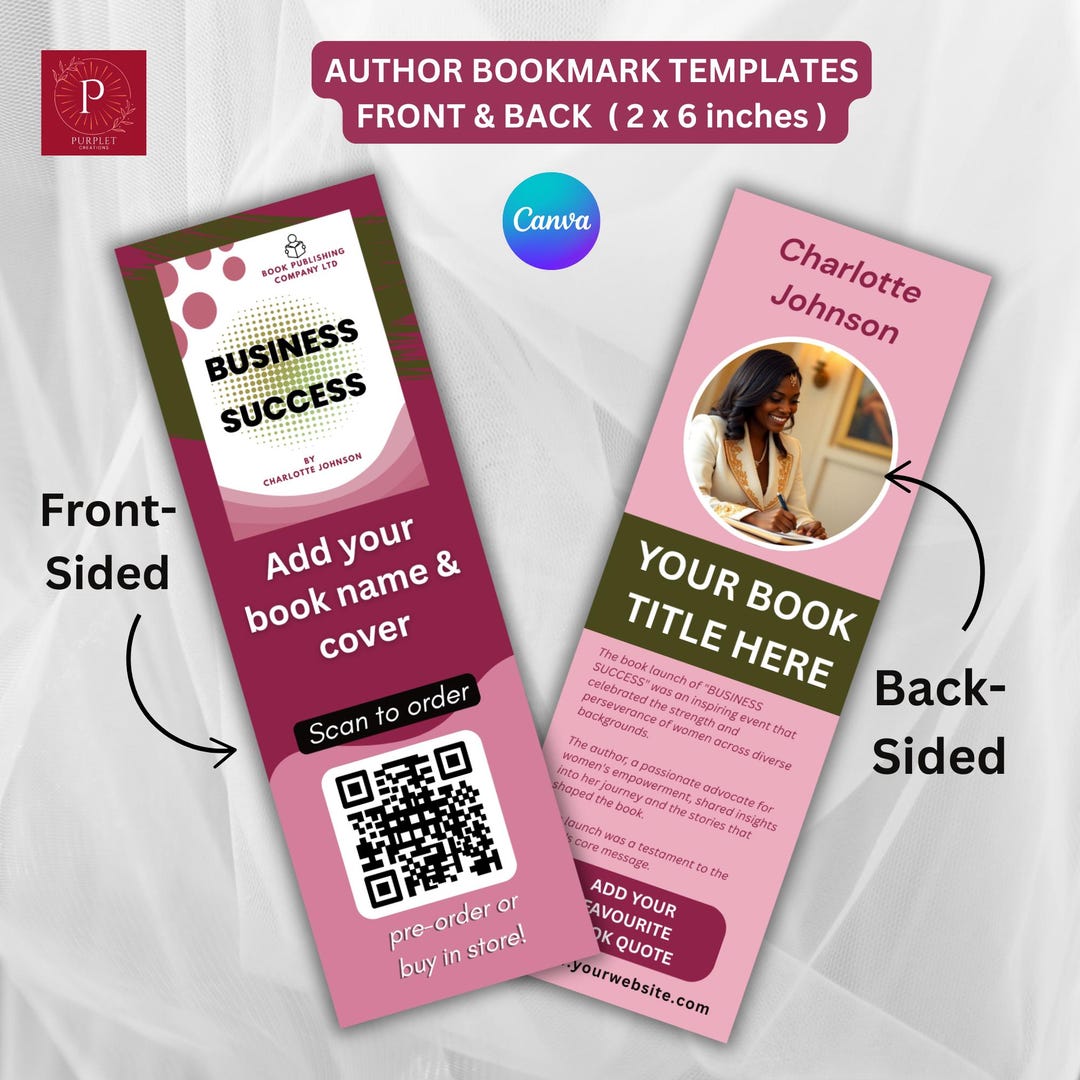 Editable Bookmark Template for Authors, Custom Promotional Bookmarks ...