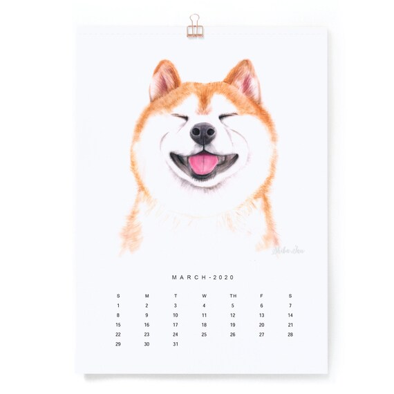 Dog Watercolor Calendar 2020 Cute Animal Wall Calendar A3 Cute Pet Animal