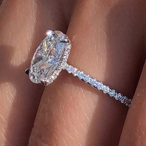 2.50 Ct Oval Cut Moissanite Ring 14k Solid Gold Ring Moissanite Oval Pave Engagement Ring Moissanite Hidden Halo Wedding Proposal Ring
