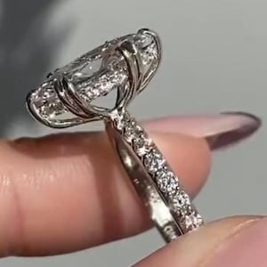 3 CT Marquise Cut Moissanite Engagement Ring, 14K Solid Gold, 6 Prong With Hidden Halo Ring, Elongated Marquise, Promise Ring, Wedding Gift
