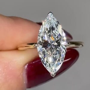 3 CT Marquise Cut Moissanite Engagement Ring 14K Solid Gold 6 Prong With Hidden Halo Ring Elongated Marquise Cut Promise Wedding Gift Ring