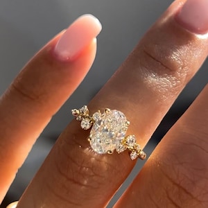 3ct Oval Moissanite Diamond Wedding Engagement Ring in Sterling Silver Ring Antique Ring, Solitaire Ring, Oval Moissanite Ring