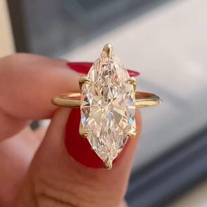 4CT Marquise Cut Moissanite Engagement Ring, Marquise Cut Engagement Ring, Marquise Tulip Set, 4ct Marquise Cut, Solitaire Engagement Ring