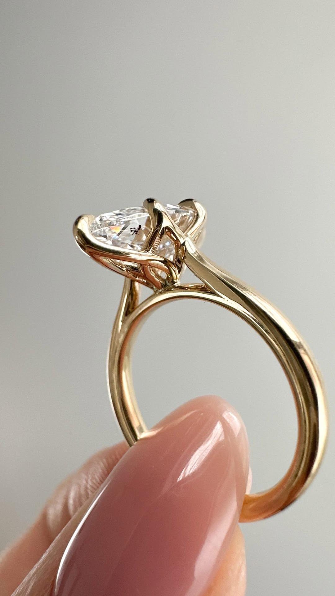 Tulip Set Marquise Cut Moissanite Engagement Ring, Cathedral