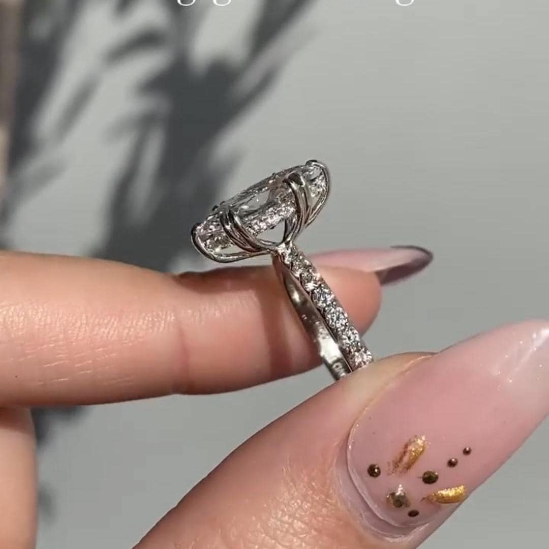 3 CT Marquise Cut Moissanite Engagement Ring, 14K Solid Gold, 6 Prong With Hidden Halo Ring, Elongated Marquise, Promise Ring, Wedding Gift