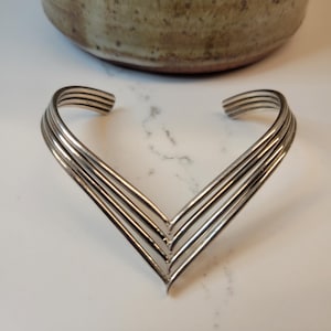 Vintage 925 Silver Chevron Cuff Bracelet