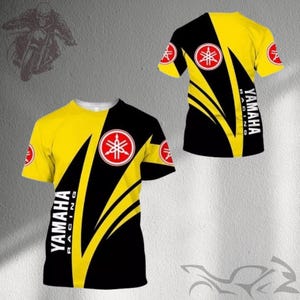 Yamaha Racing T Shirt Yellow Black | Motorcycle Biker Graphic Tee | Moto Sports Fan Gear Gift