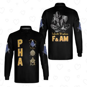 PHA Masonic Long Sleeve Polo Shirt – Infinite Wisdom F&AM | Prince Hall Freemason Apparel