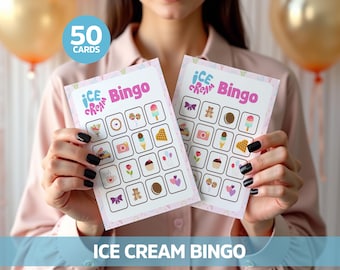 Eis Bingo Karten, Eis Bingo Karten, Druckbare Eis Bingo, Sommer Party Eis Spiel, Eis Party Ideen