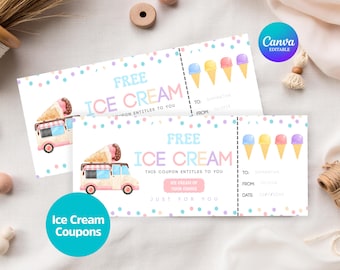 Bearbeitbarer Eis-Geschenkgutschein, Geburtstagsgeschenk (Canva-Vorlage)