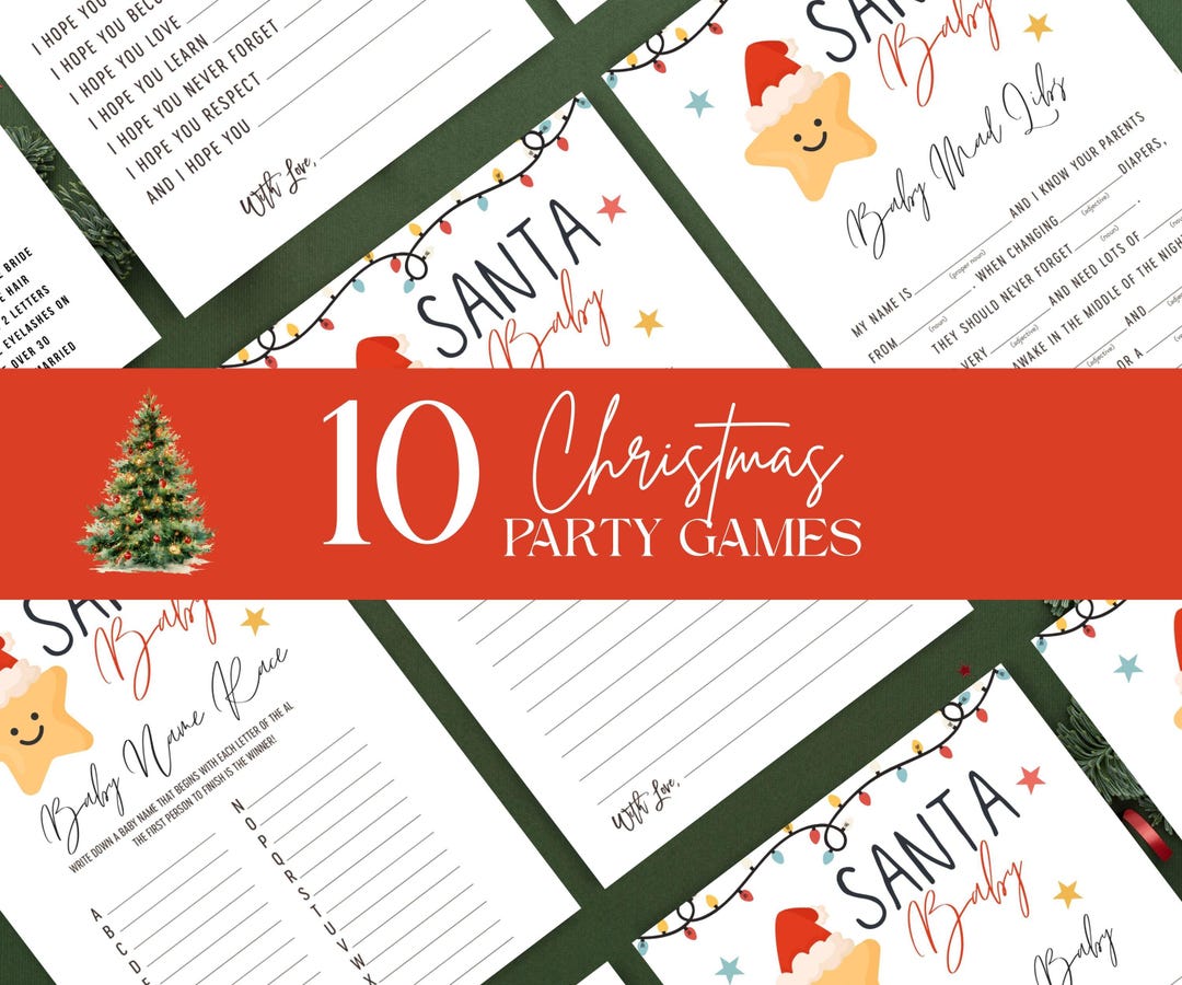 Printable Christmas Party Games, Santa Baby Holiday Game Bundle for ...