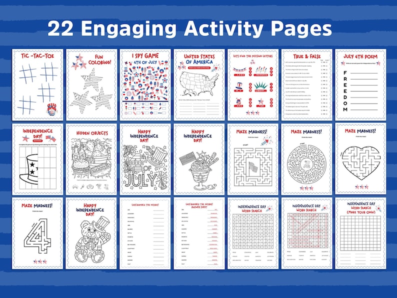 4th of July Activity Book Printable Included | Patriotic Kids Games ...
